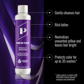 Pravana purple shampoo texture in hand, benefit: creamy toning consistency