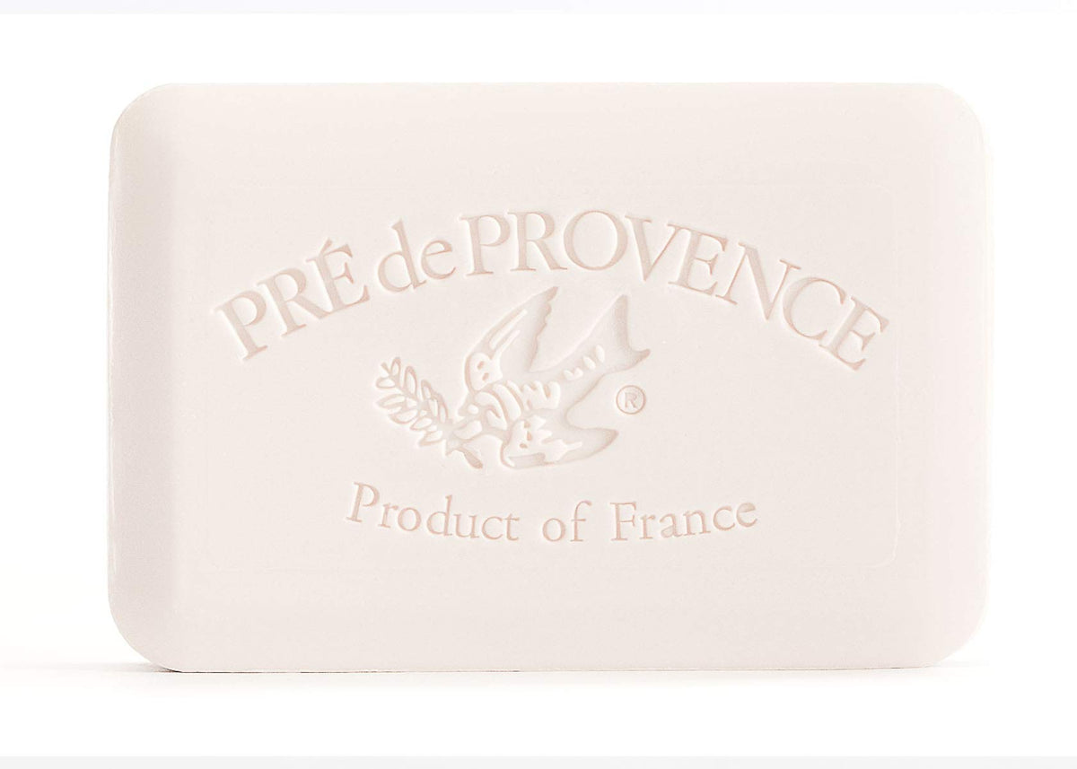 Pre de Provence front packaging showing bar and creamy lather benefit