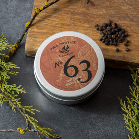 Pre de Provence label closeup No.63 fragrance notes visible for confident scent choice