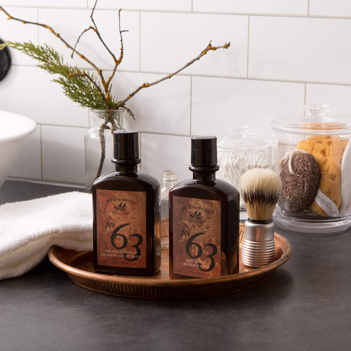 Pre de Provence close-up of label displaying No.63 fragrance and ingredient clarity benefit
