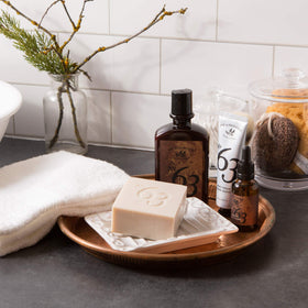 Pre de Provence soap cube producing creamy lather for a rich, moisturizing cleanse