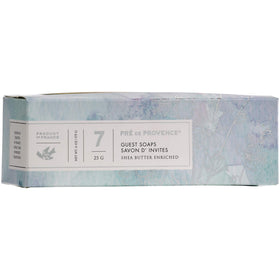 Pré de Provence seven soaps arranged to display assorted colors and fragrance variety