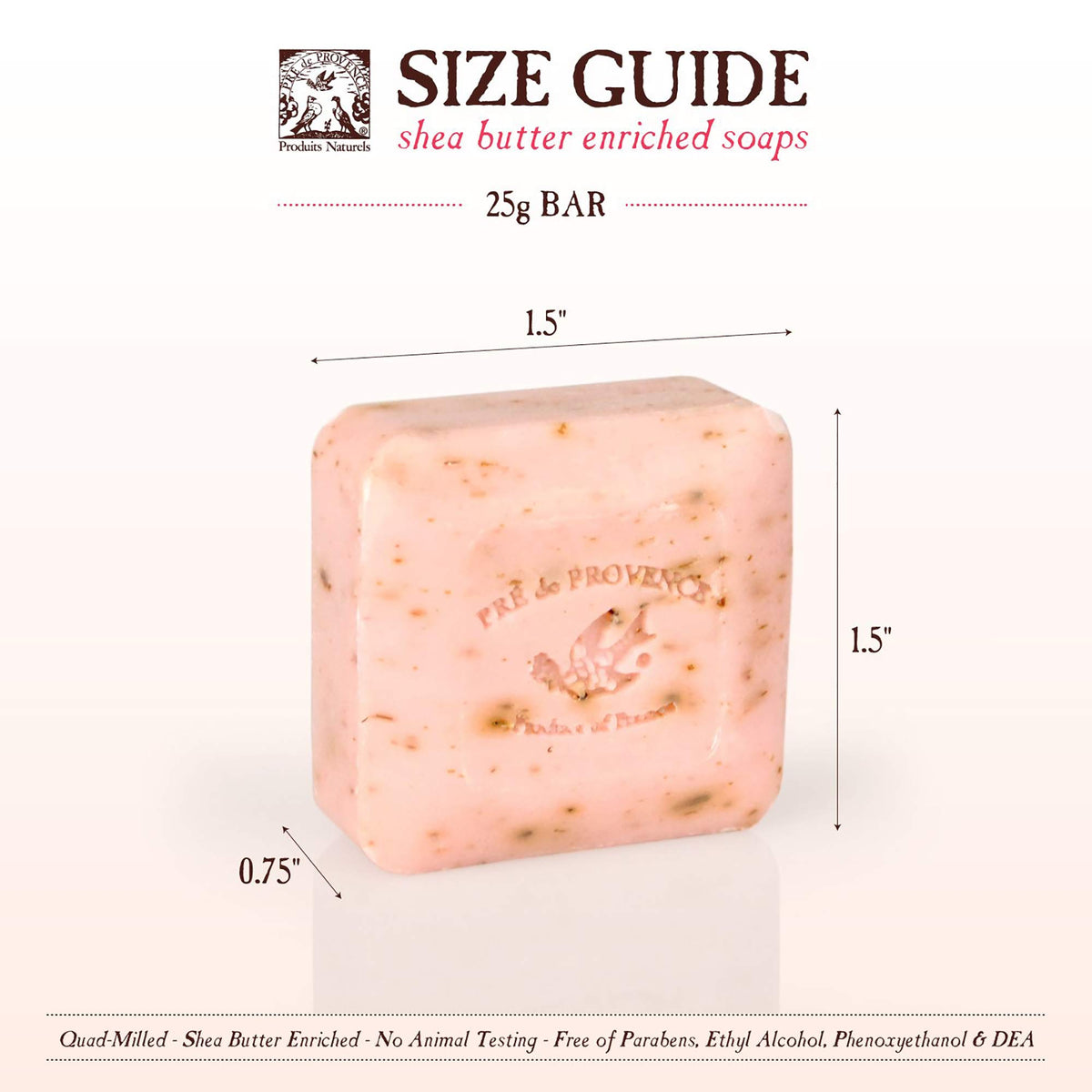 Pré de Provence soap placed on bathroom tray showing hospitality-ready presentation and scent