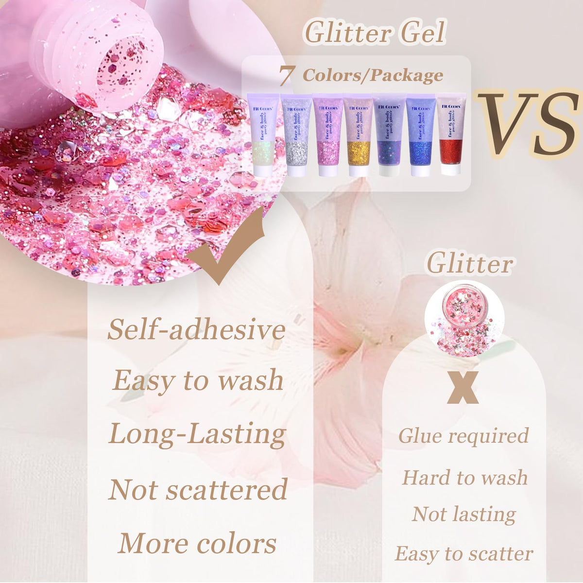 Prehot applying glitter gel with fingertip on cheek for fast sparkle