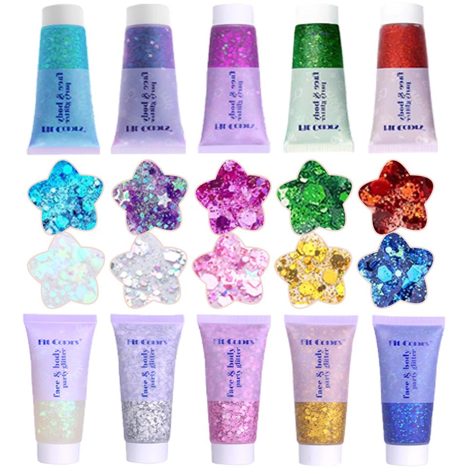 Prehot front packaging showing ten glitter gel tubes and color variety for instant glam