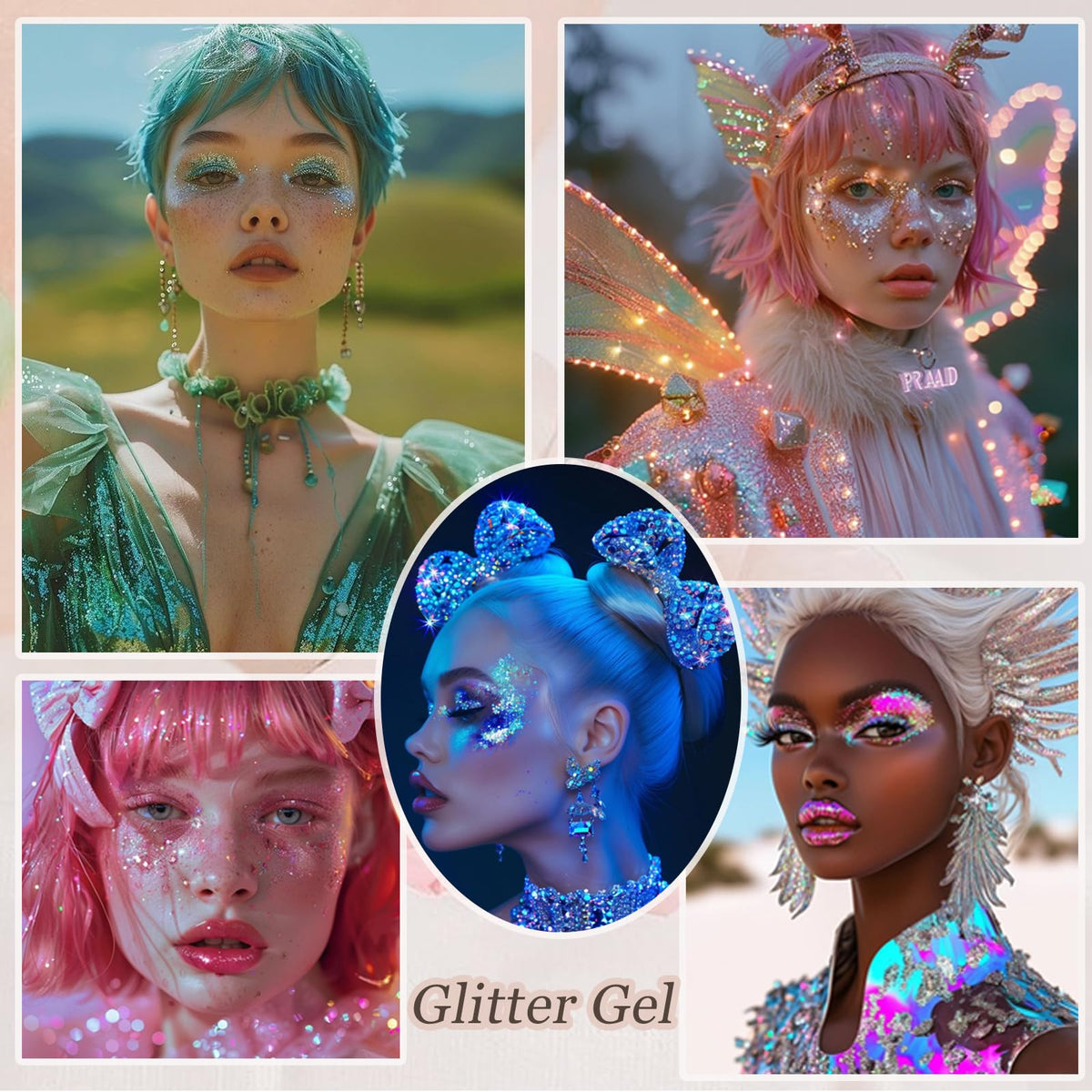 Prehot festival makeup look on model, delivers dramatic eye-catching shine