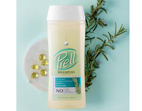 Prell shampoo lathering in hand illustrating gentle cleansing benefit