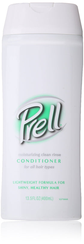 prell moisturizing clean rinse conditioner front packaging showing three 13.5 fl oz bottles, convenient value pack