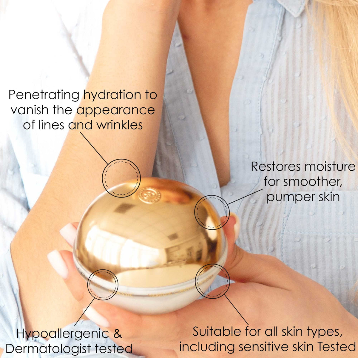 Premier cream on fingers demonstrating smooth application and hydration