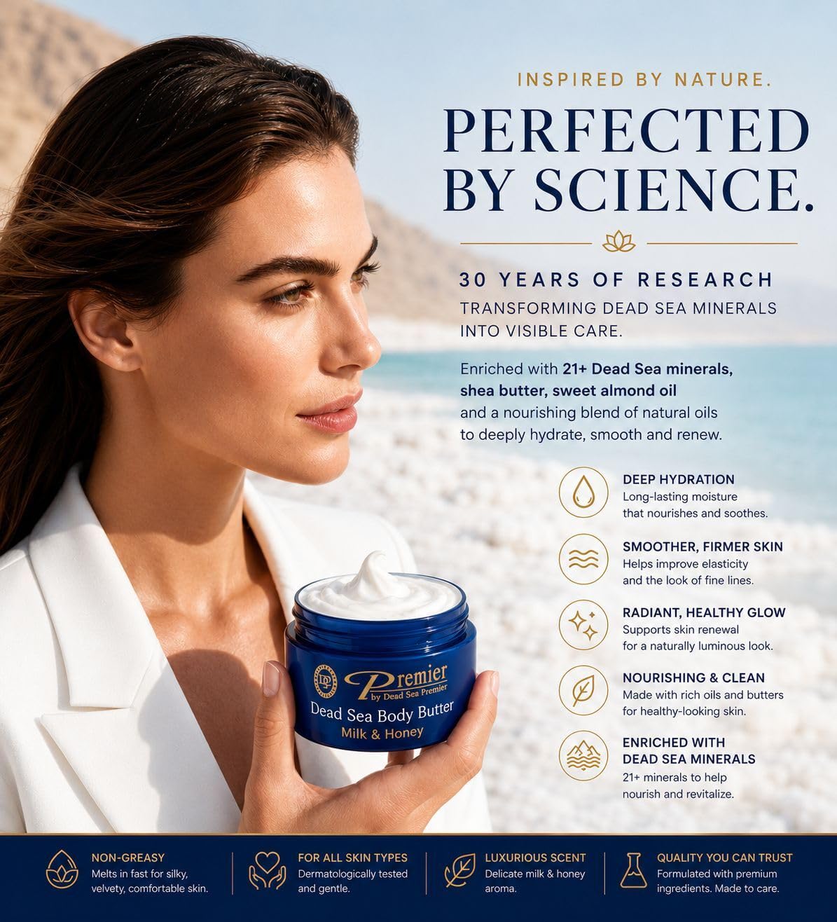 Premier application on hands demonstrating fast absorption and softness