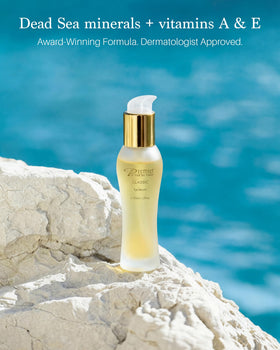 Premier Dead Sea serum application demo gently tapping product under the eye for absorption