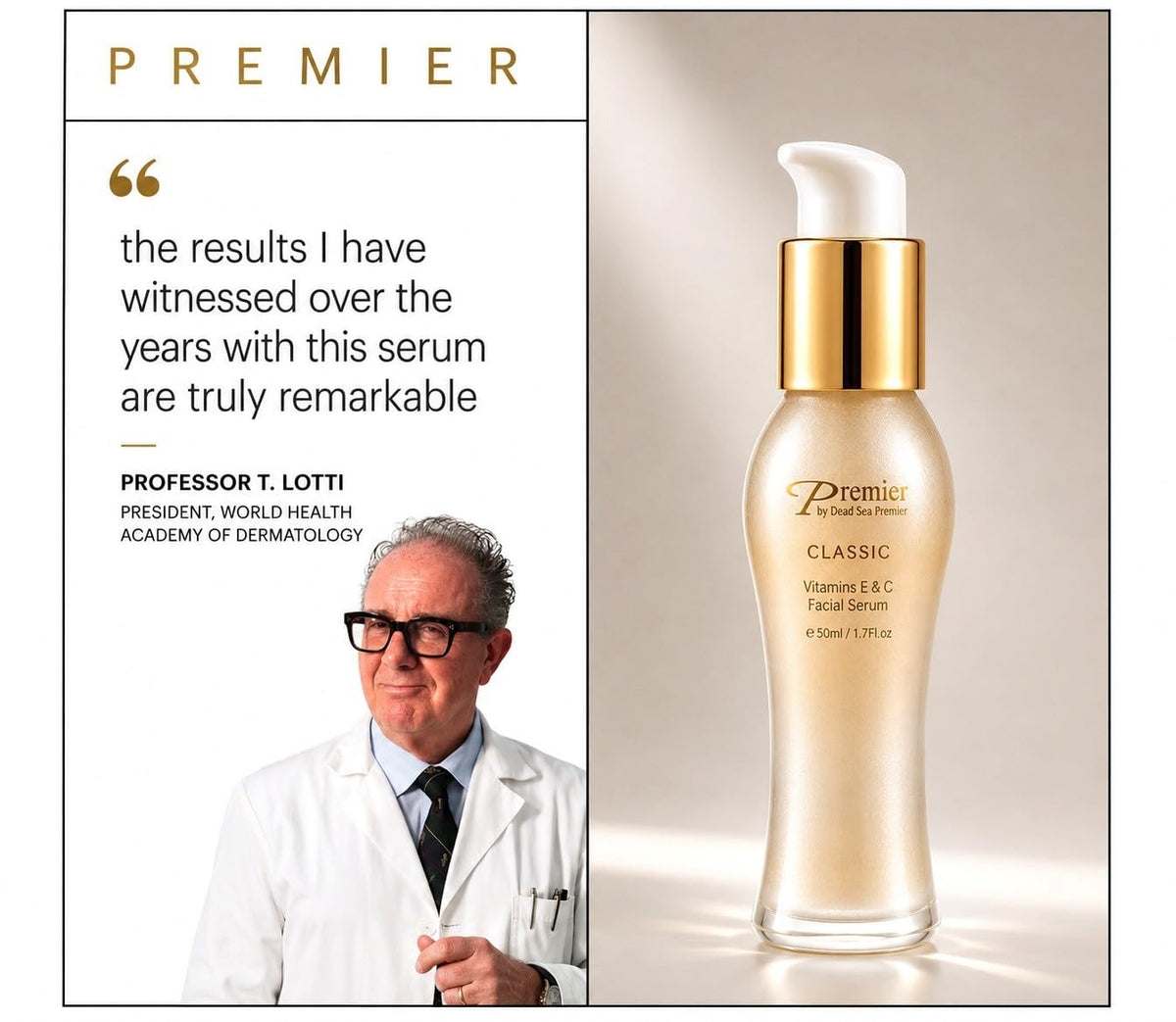 Premier close-up of serum dropper with silky texture offering fast absorption