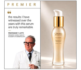 Premier close-up of serum dropper with silky texture offering fast absorption