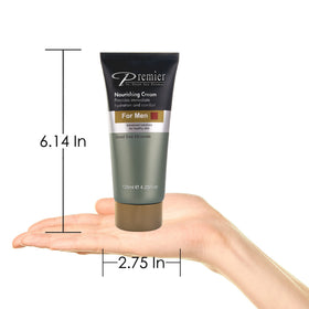 Premier Dead Sea bottle next to ruler for scale showing 4.2 fl oz convenient size