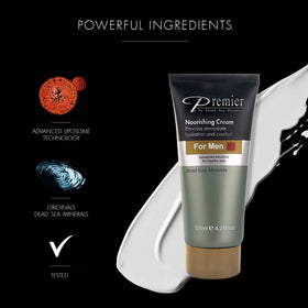 Premier Dead Sea close-up of cream texture highlighting smooth, fast-absorbing formula