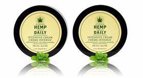 Premium Hemp Extract Daily front packaging showing two tubs and label, highlighting portability