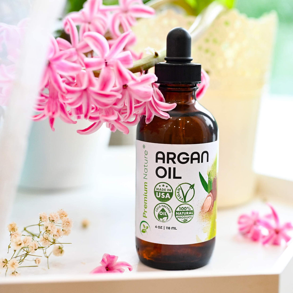 Premium Nature oil on cuticles and nails for soft, protected nail beds