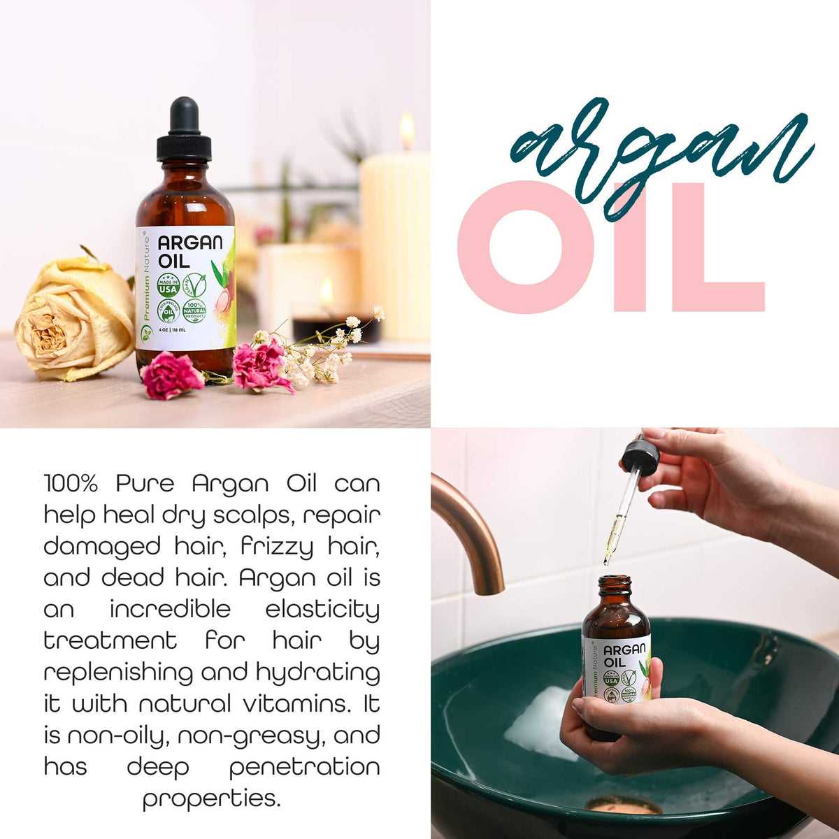 Premium Nature applying argan oil to face for quick overnight moisture