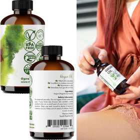 Premium Nature argan oil on bathroom counter in everyday routine setting