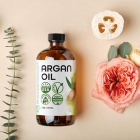Premium Nature argan oil texture close-up illustrating lightweight absorption