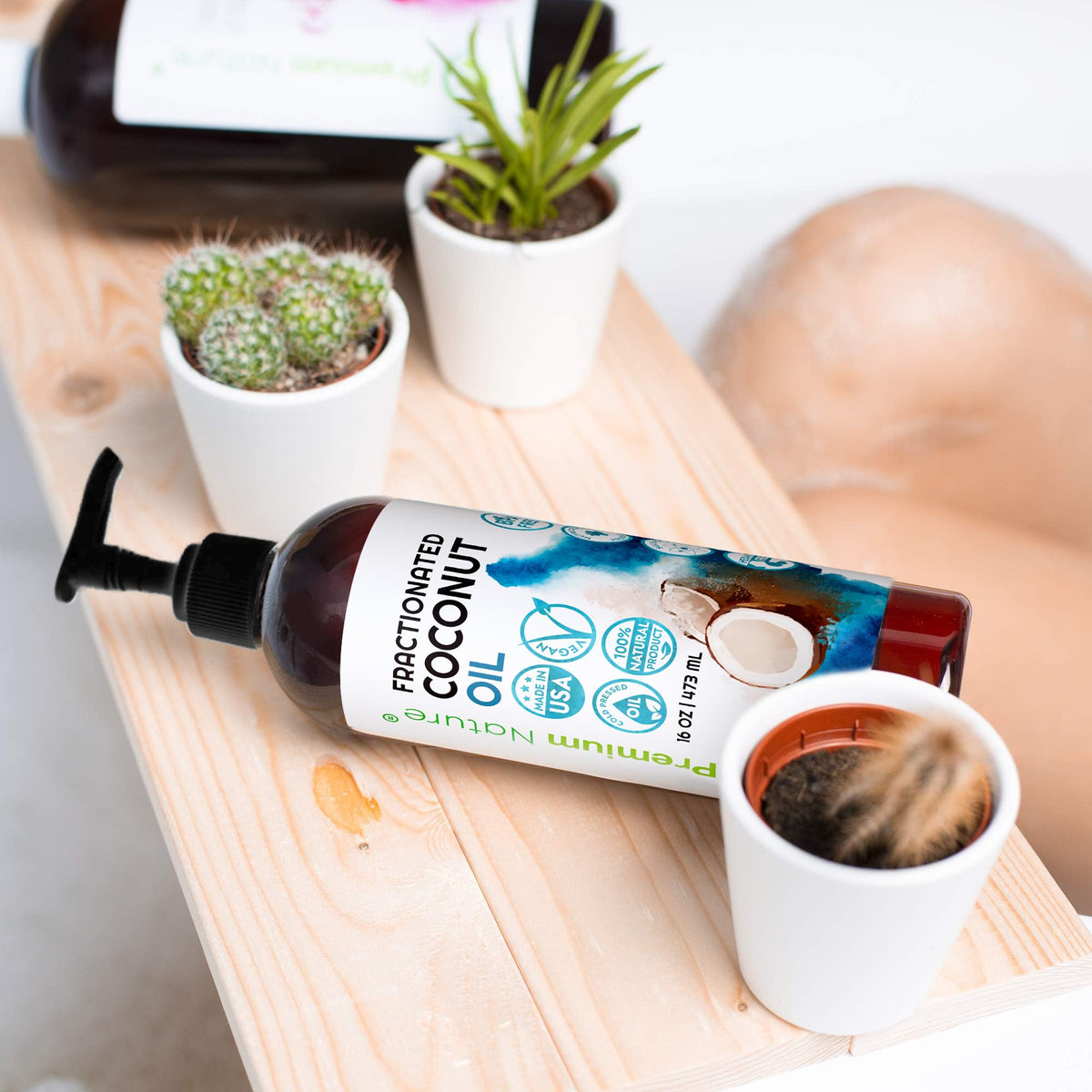 Premium Nature oil pouring to show clear, lightweight texture and quick absorption