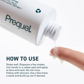 Prequel application with cotton pad demonstrating easy, controlled dosing