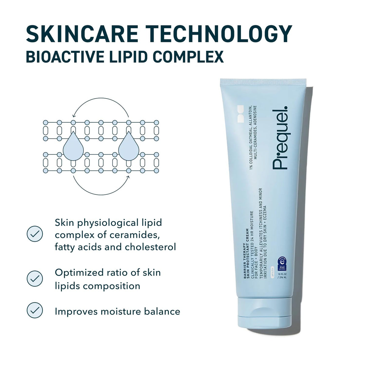 Prequel close-up applying to face to soothe dry sensitive areas effectively