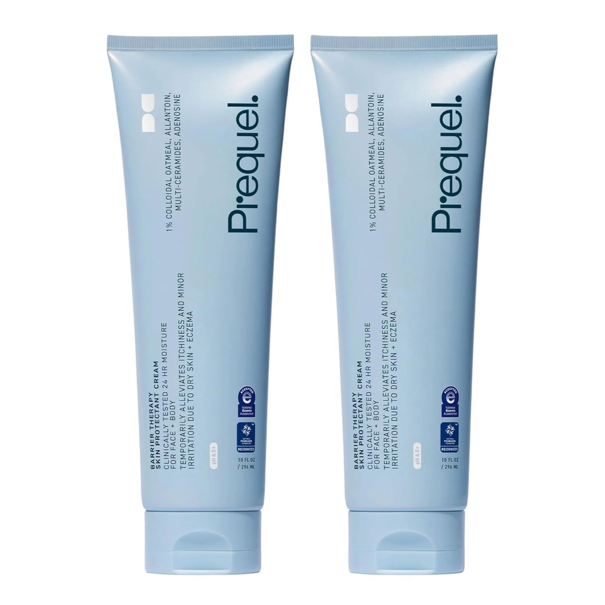 Prequel front packaging showing dual cream tubes and labels, clear product benefit