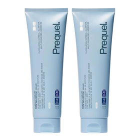 Prequel front packaging showing dual cream tubes and labels, clear product benefit