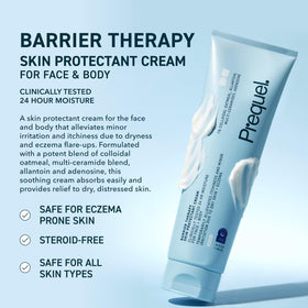 Prequel cream texture squeezed from tube, showing lightweight absorbent finish