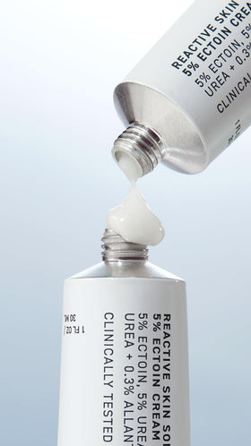 Prequel applying cream to elbow demonstrating relief of dry patches