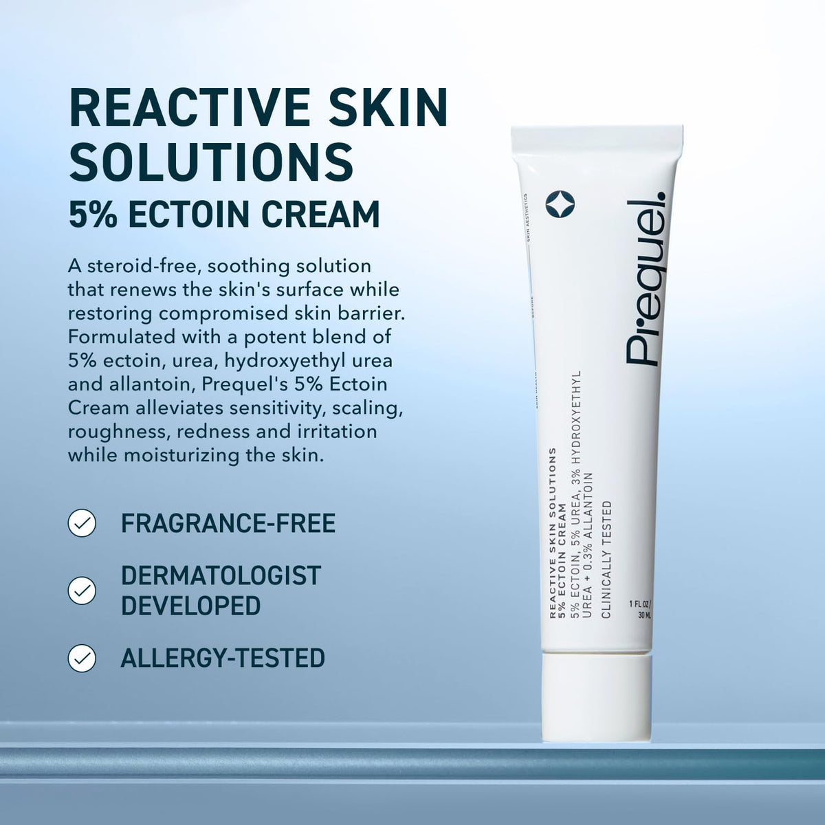 Prequel cream texture close-up demonstrating smooth, hydrating finish