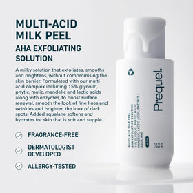 Prequel milk texture close-up illustrating creamy, hydrating formula benefits