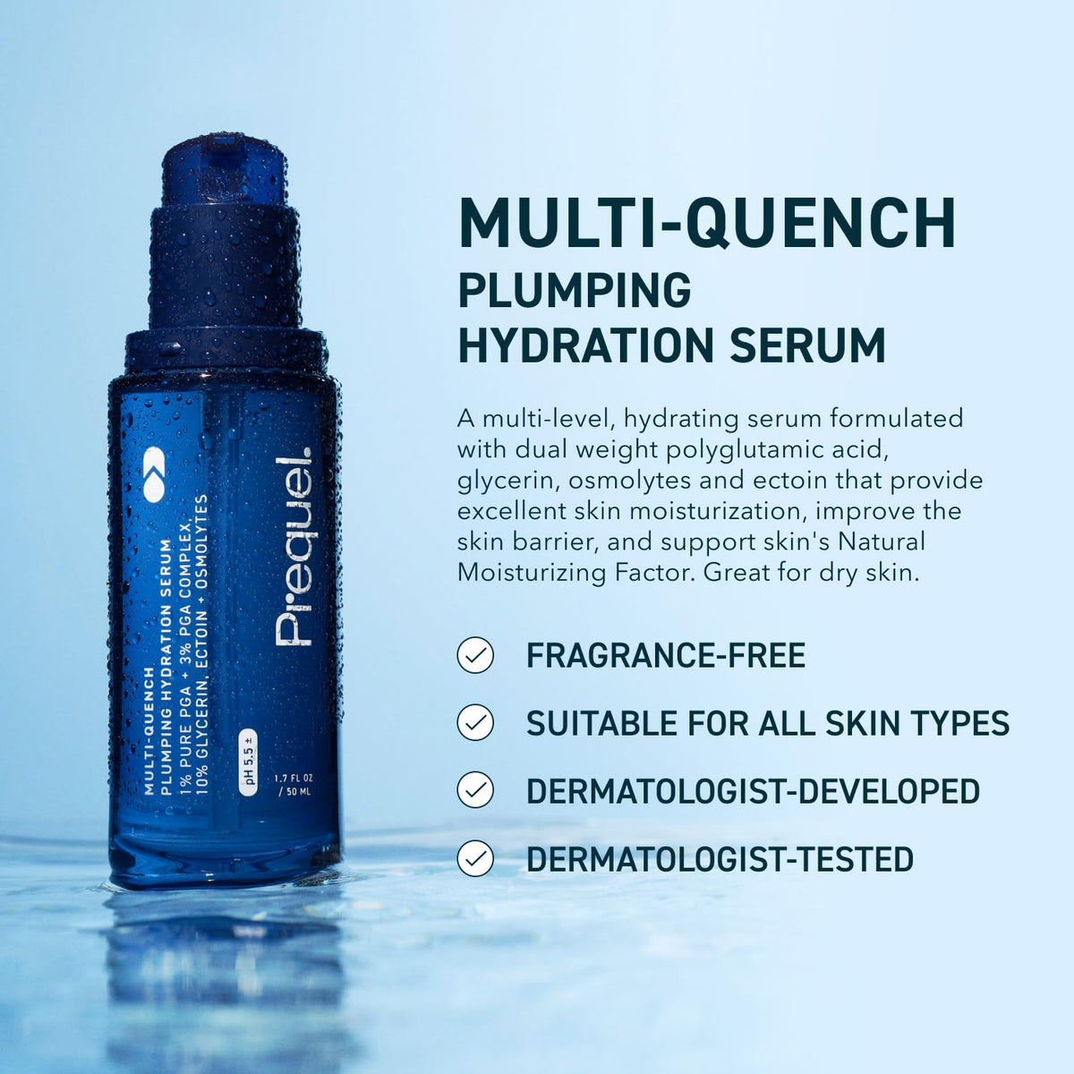 Prequel pump dispenser detail illustrating convenient, hygienic serum dispensing