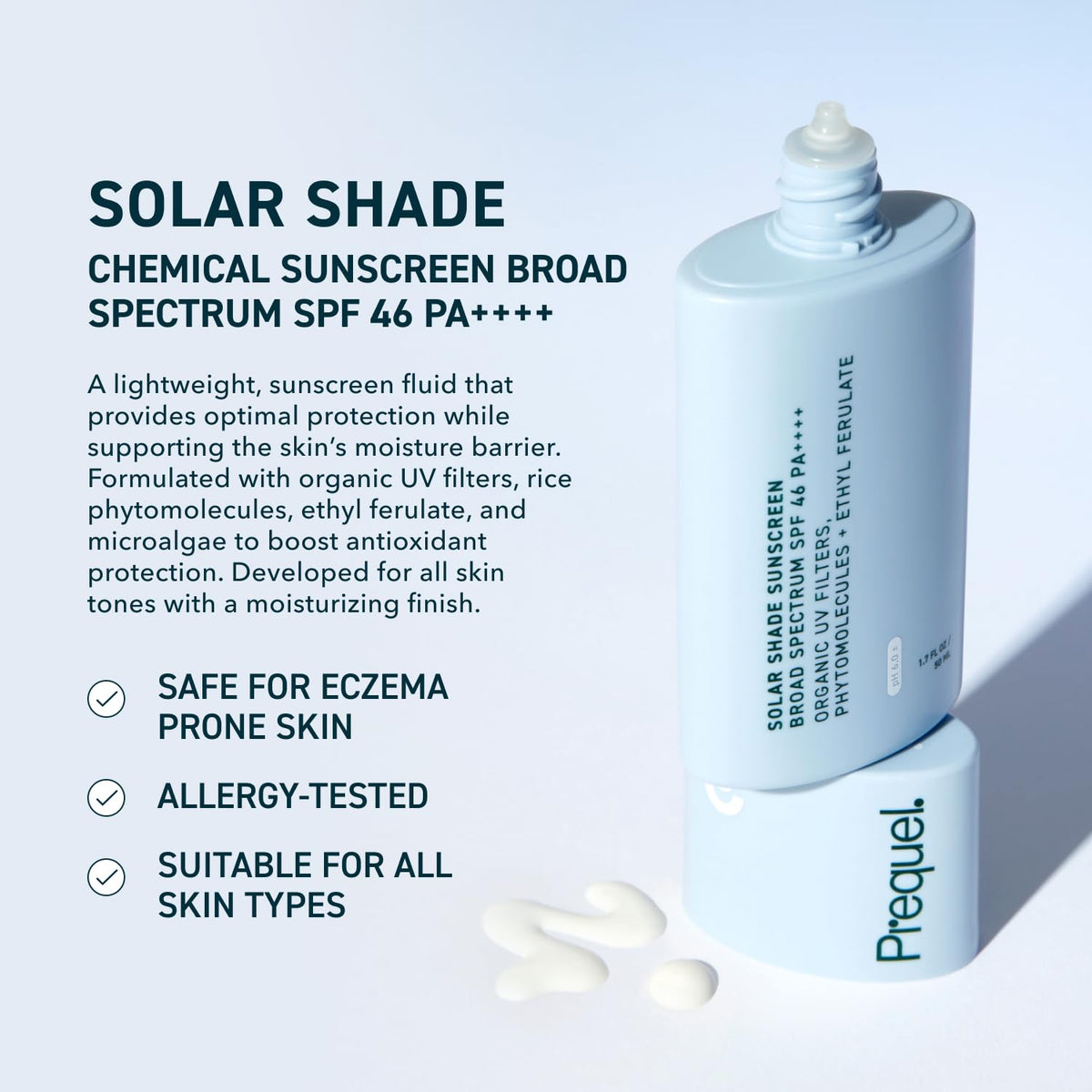Prequel product texture close-up highlighting lightweight, hydrating finish