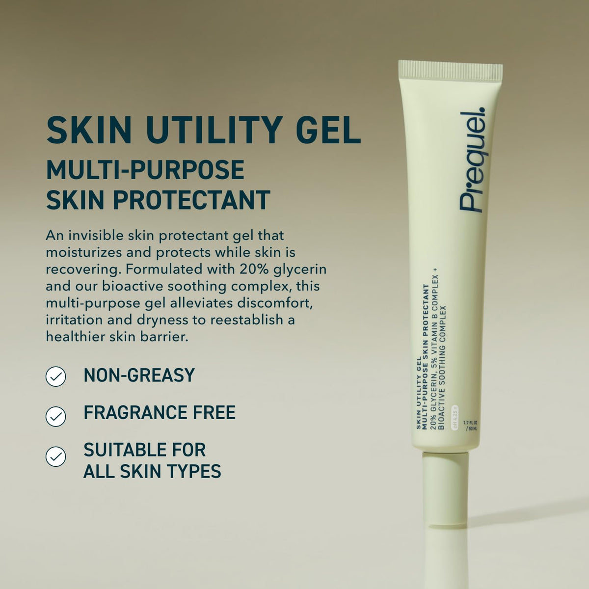 Prequel gel texture close-up highlighting fast-absorbing hydration