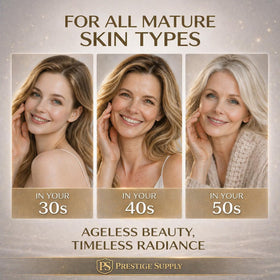 Prestige Supply label detail focusing on GHK-Cu copper peptide and ingredient highlights
