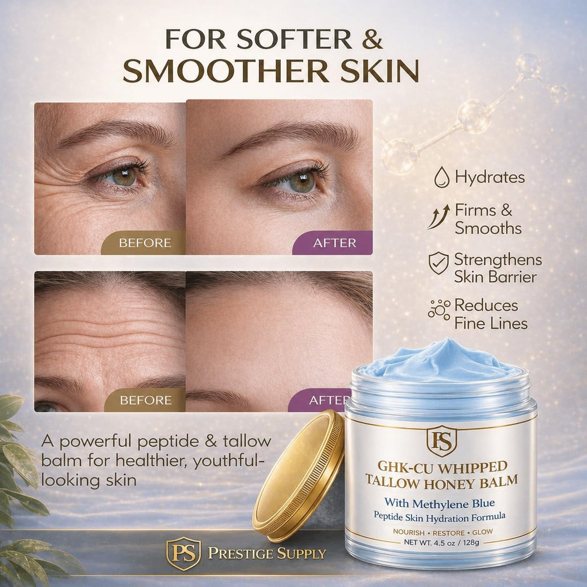 Prestige Supply neck and face use demonstrating targeted hydration for dry areas