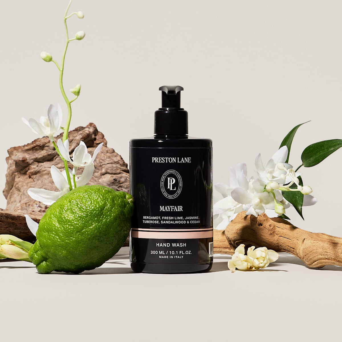 Preston Lane pump dispensing creamy foam for gentle effective cleansing