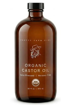 Pretty farm girl amber bottle front showing premium packaging benefit