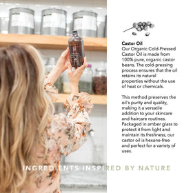 Pretty farm girl applying oil to hair ends for smoother, shinier hair benefit