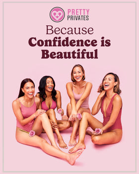 Pretty Privates on bathroom vanity in lifestyle scene promoting confident self-care