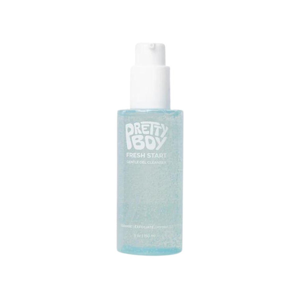 Prettyboy bottle front view showing clean packaging and benefit of gentle cleansing