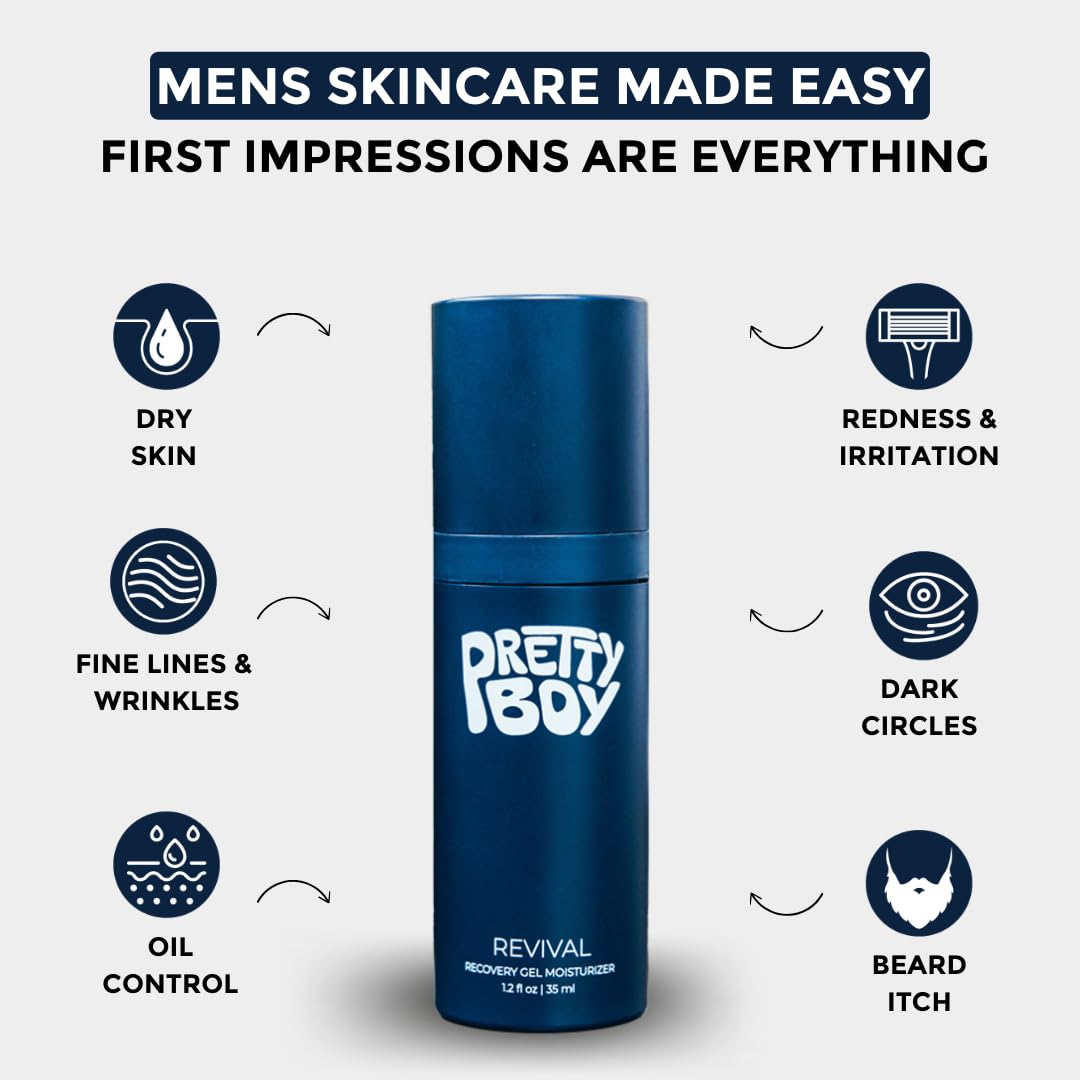 Prettyboy gel moisturizer texture close-up demonstrating lightweight hydration