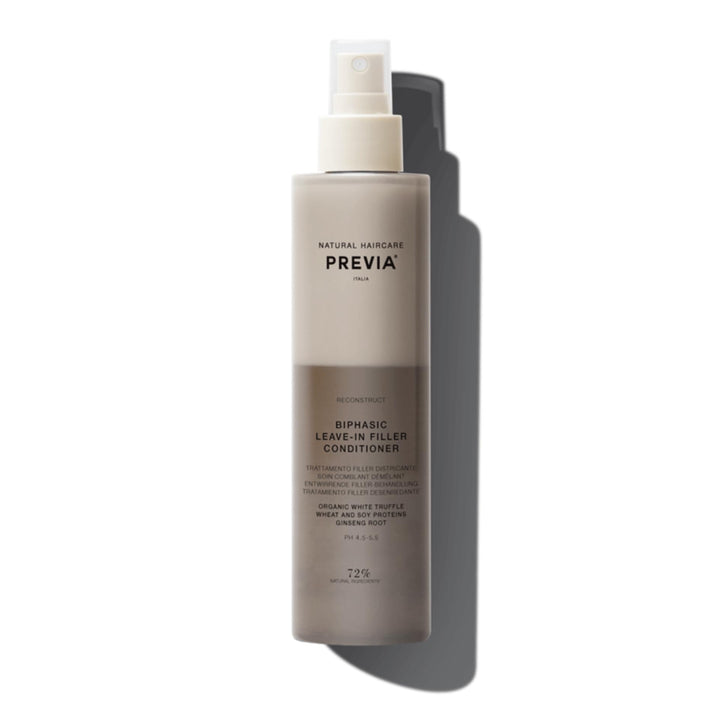 PREVIA bottle front packaging showing sleek label and spray nozzle for easy use
