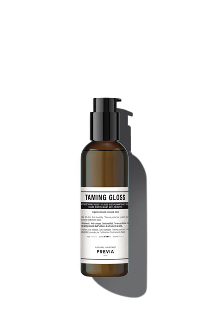 PREVIA front packaging showing gloss taming serum and benefits