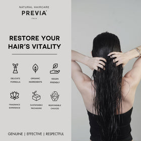 PREVIA label close-up displaying ingredient transparency and sustainability cues