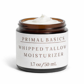Primal Basics front jar view showing vanilla tallow moisturizer for daily hydration