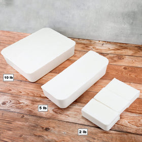 Primal Elements melted soap base in container, pours cleanly for precise crafting