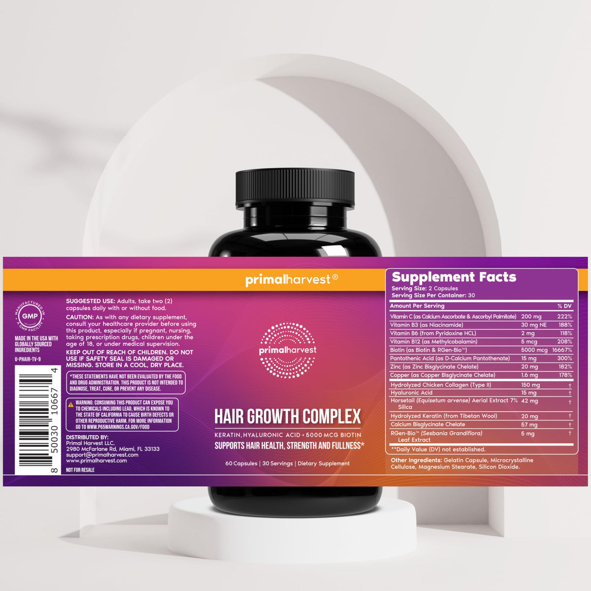 Primal Harvest capsules on a palm to show serving size clarity